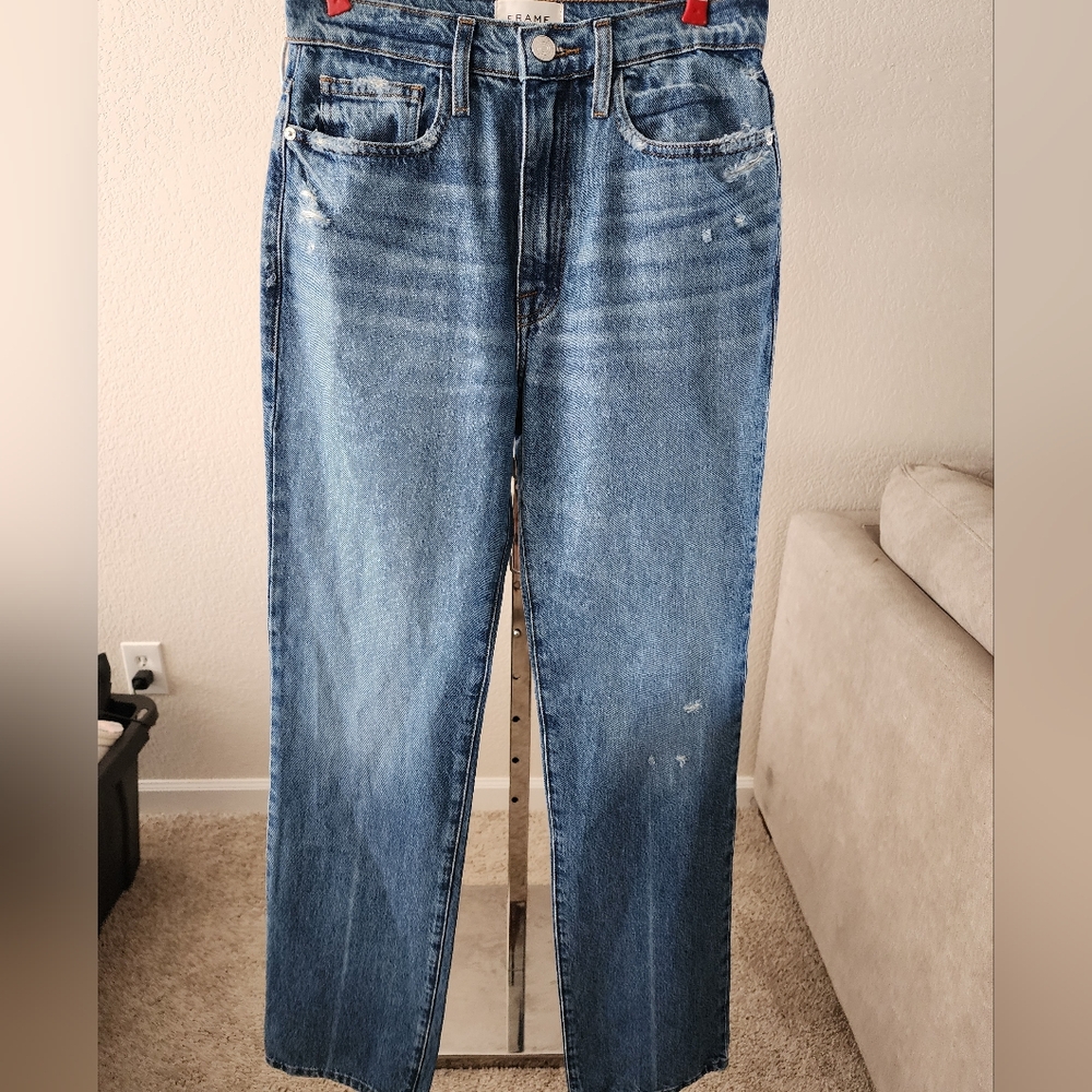 Frame Le Jane Crop High Rise Wide Leg Straight Jeans Women’s Size 25
